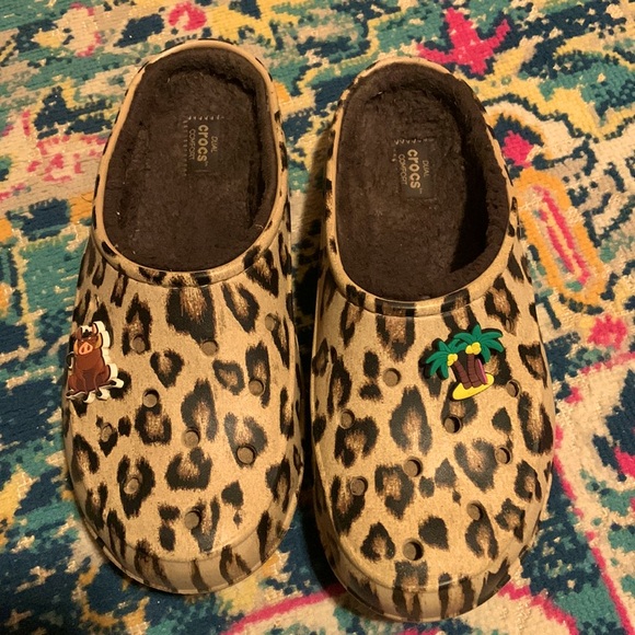 leopard fur lined crocs